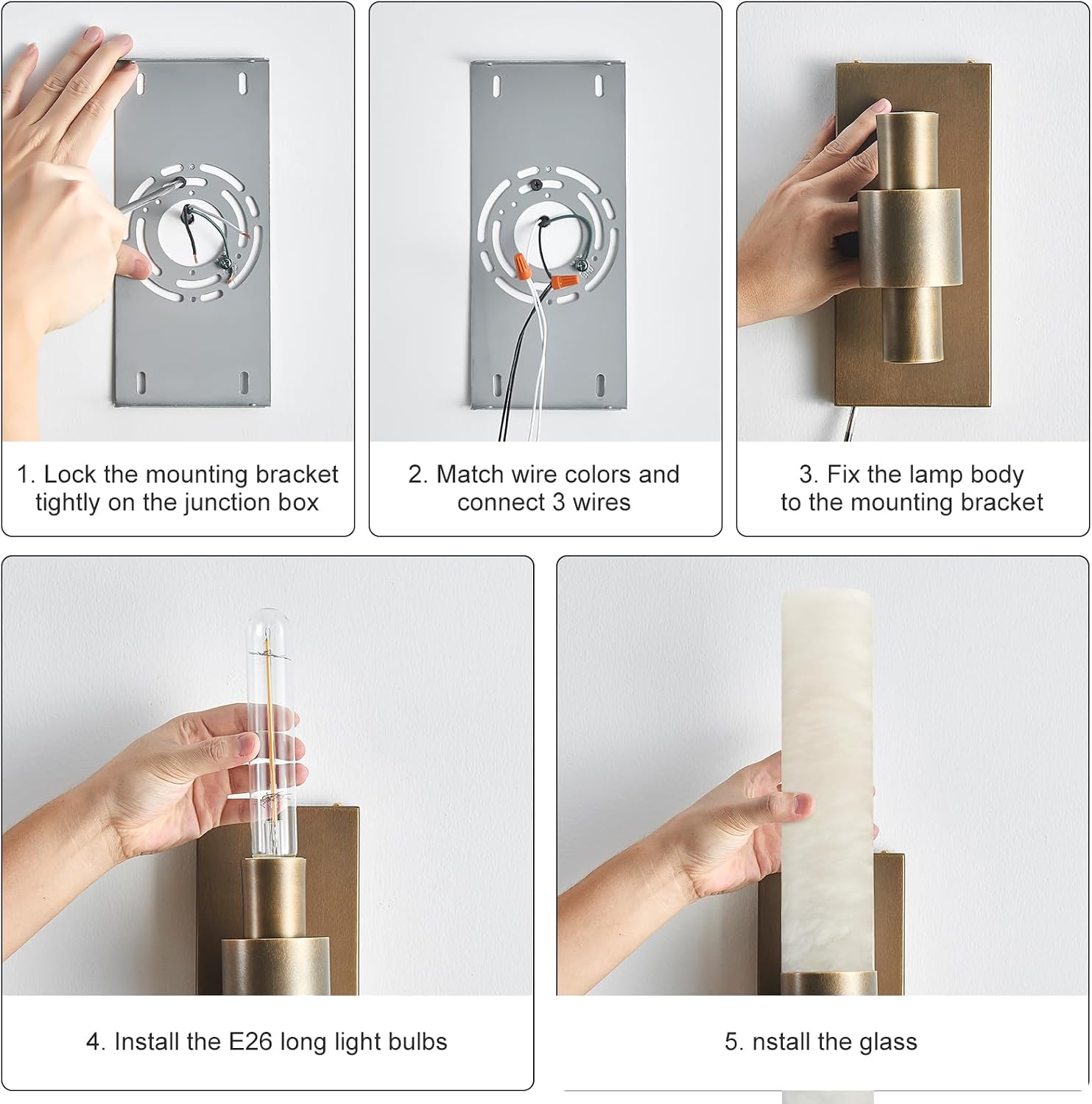 Natural Alabaster Wall Sconce, Brass Wall Sconce, Modern Bronze Marble Sconce, Rust Resistant Vintage Indoor Vanity Wall Light, Lighting for Bathroom Living Room Dining Room Kitchen Bedroom Hallway