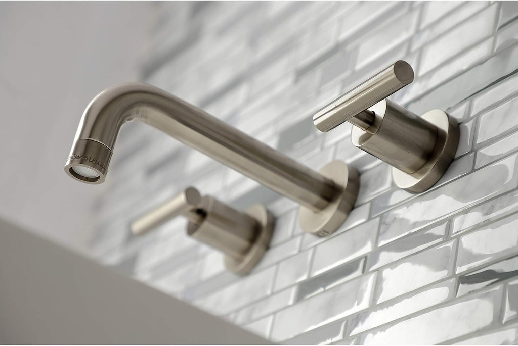 Kingston Brass KS8128CML Manhattan 2-Handle 8 in. Wall Mount Bathroom Faucet, Brushed Nickel