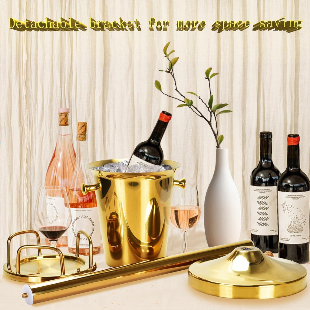 Ice Bucket with Stand Christmas Stainless Steel Standing Ice Bucket Ice Cube Container, Wine Bucket on rack Champagne Bucket for Wine Beer KTV Club Bar Bbq Party Wedding, 12ib 5L,gold 2packs