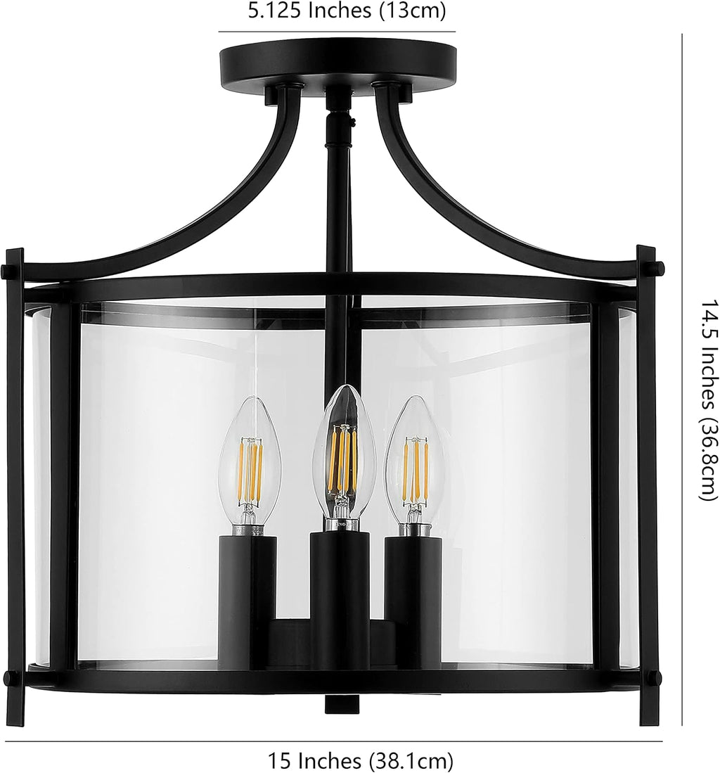 SAFAVIEH Lighting Collection Grenten Oil Rubbed Bronze 3-Light Kitchen Bathroom Dining Bedroom Foyer Hallway Flush Mount (LED Bulbs Included)
