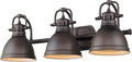 Golden Lighting 3602-BA3 RBZ Duncan Bath Vanity, Rubbed Bronze with Rubbed Bronze Shades- Vanity Lights, Bathroom Vanity Lights, Bathroom Light Fixture, Bathroom Vanity Light