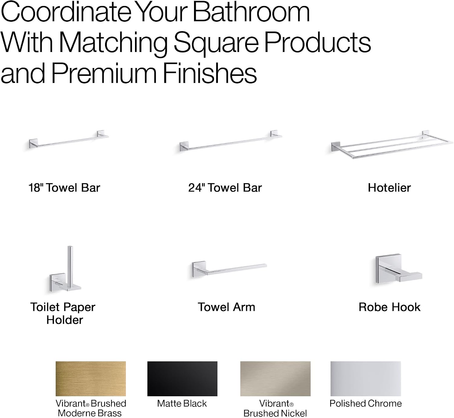 Kohler 23285-BL Square 24' Towel bar, Matte Black