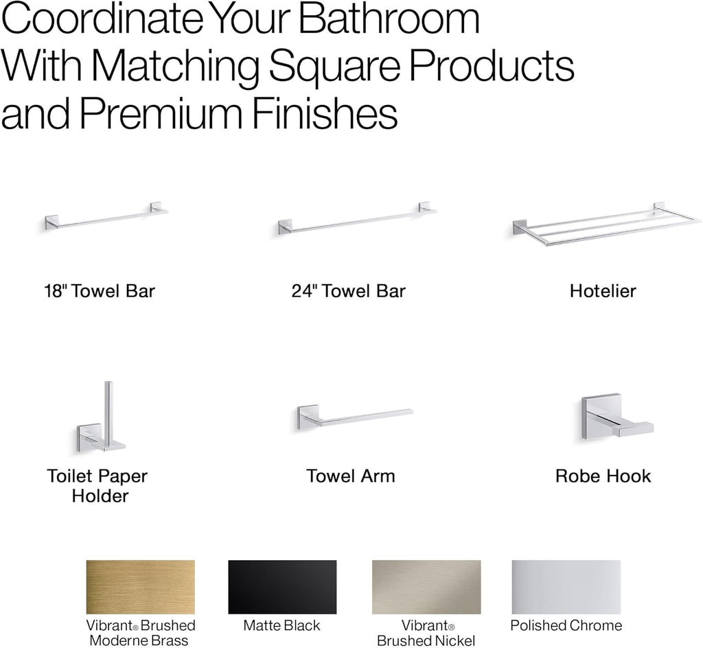 Kohler 23285-2MB Square 24' Towel bar, Vibrant Brushed Moderne Brass