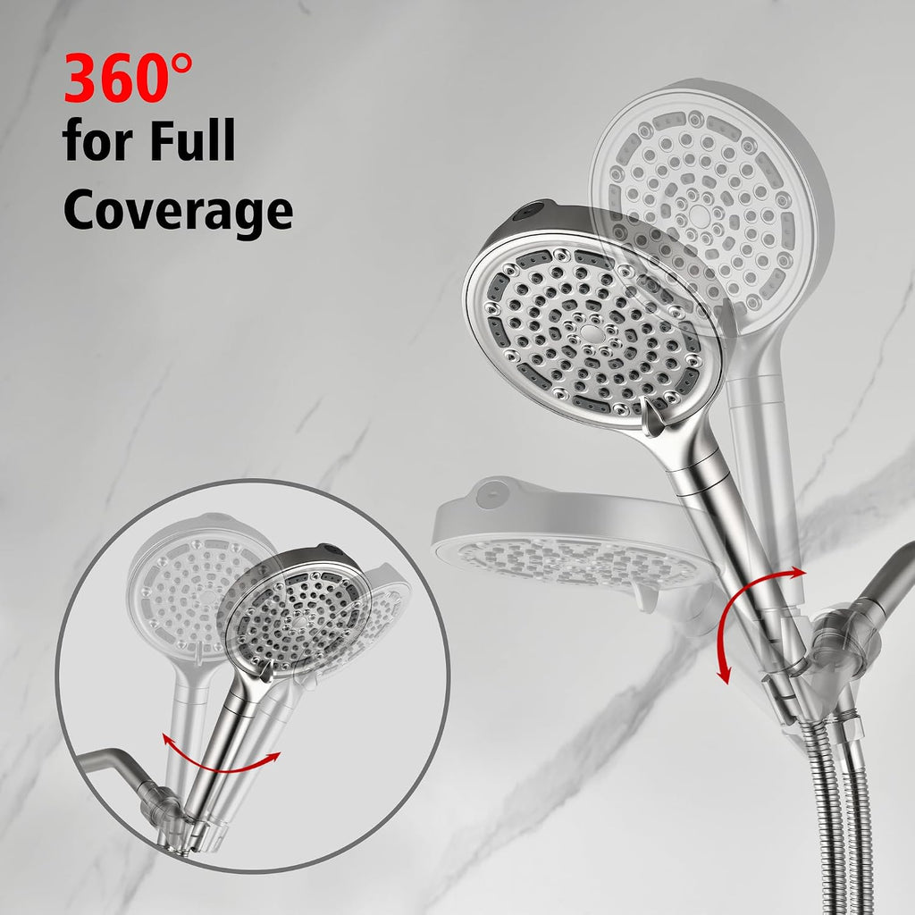 SUMERAIN Rain Shower System with Tub Spout, High Flow Bathtub Shower Faucet Set with 6-Spray Showerhead with Filters, Brushed Nickel Finish