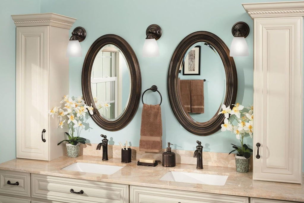 Moen YB2261ORB Brantford 1-Light Dual-Mount Bath Bathroom Vanity Fixture with Frosted Glass, Oil Rubbed Bronze