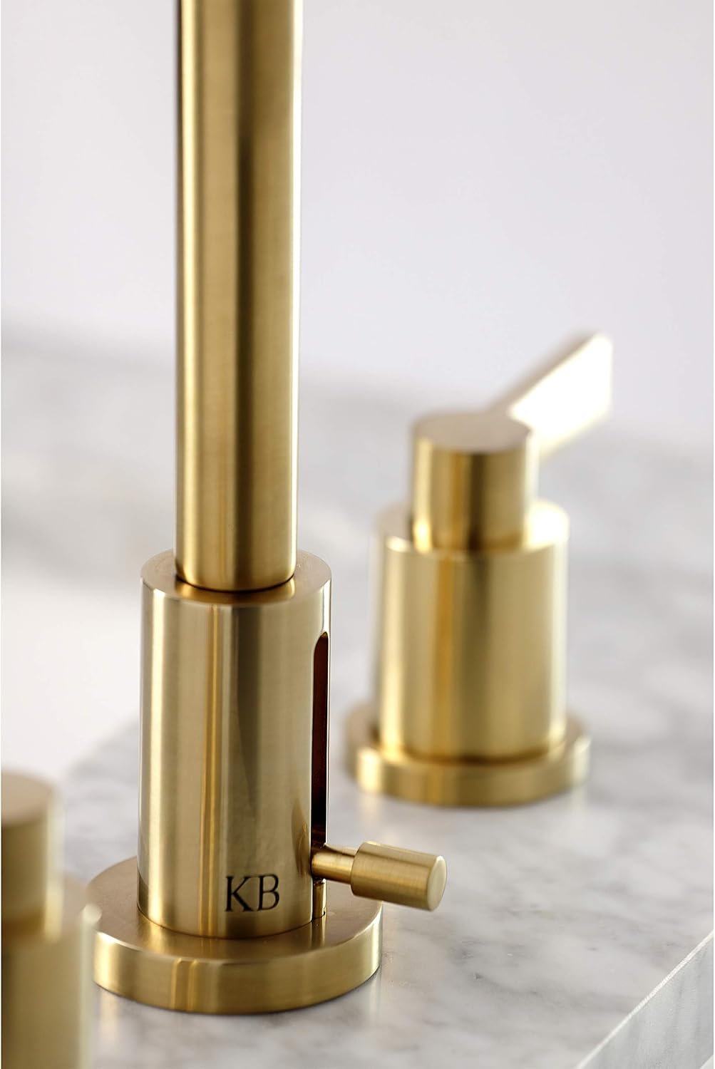 Kingston Brass FSC8933NDL NuvoFusion Widespread Bathroom Faucet with Pop-Up Drain, Brushed Brass, 10.5 x 6.81 x 9.5