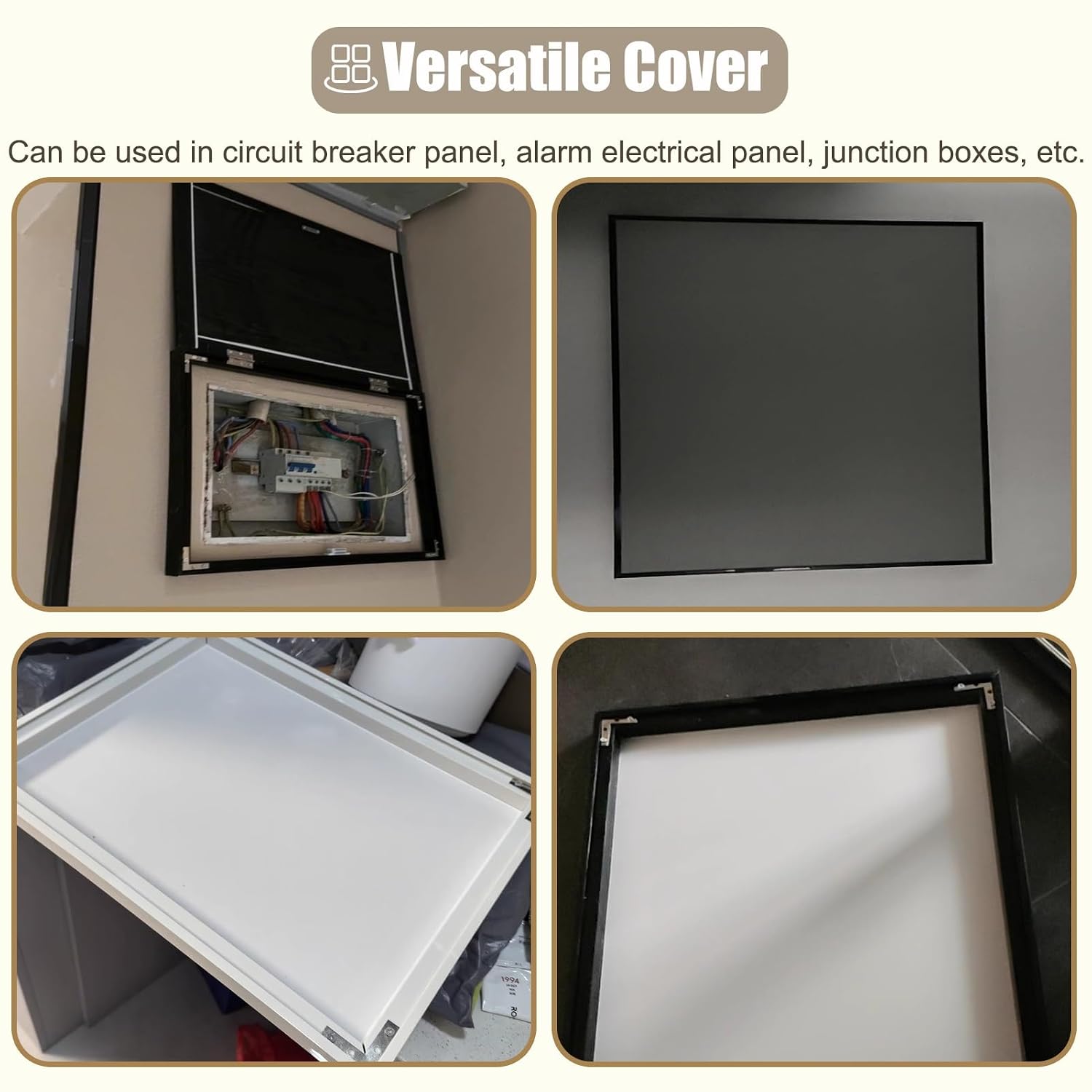 Art Tan Breaker Box Cover with Screws - Durable Metal Electrical Panel Cover for Laundry Room, Horizontal Design, Fits Standard Size 90x70cm (35 3/8x27 1/2in)