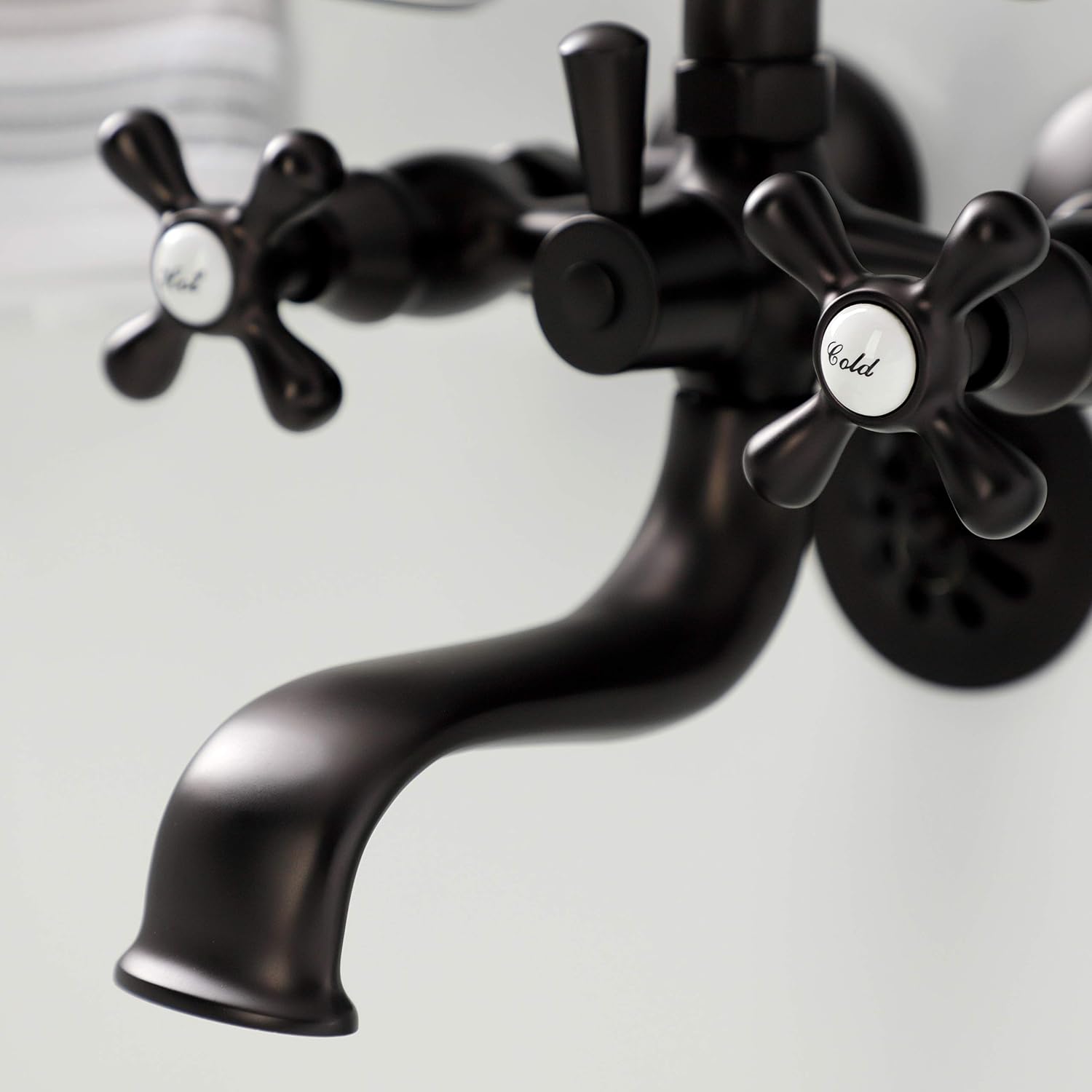 Kingston Brass KS225ORB Kingston Wall Mount Clawfoot Tub Faucet with Hand Shower, Oil Rubbed Bronze
