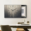 Decorative Painting Cover with Clock, Hidden Circuit Breaker Panel, Wall Mounted Electrical Panel Cover, Push-Pull Design for Home Office(Black 3,55 * 45cm/21.6 * 17.7in)
