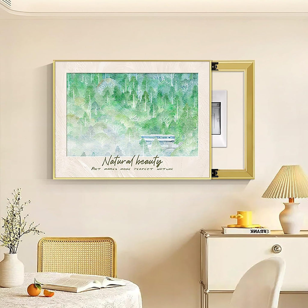 Meter Decorative Painting, Creative Switch Box, Hide Breaker Box Cover, PS Frame for Living Room Home Office, Various Styles Available(Green 2,70 * 50cm/27.5 * 19.7in)