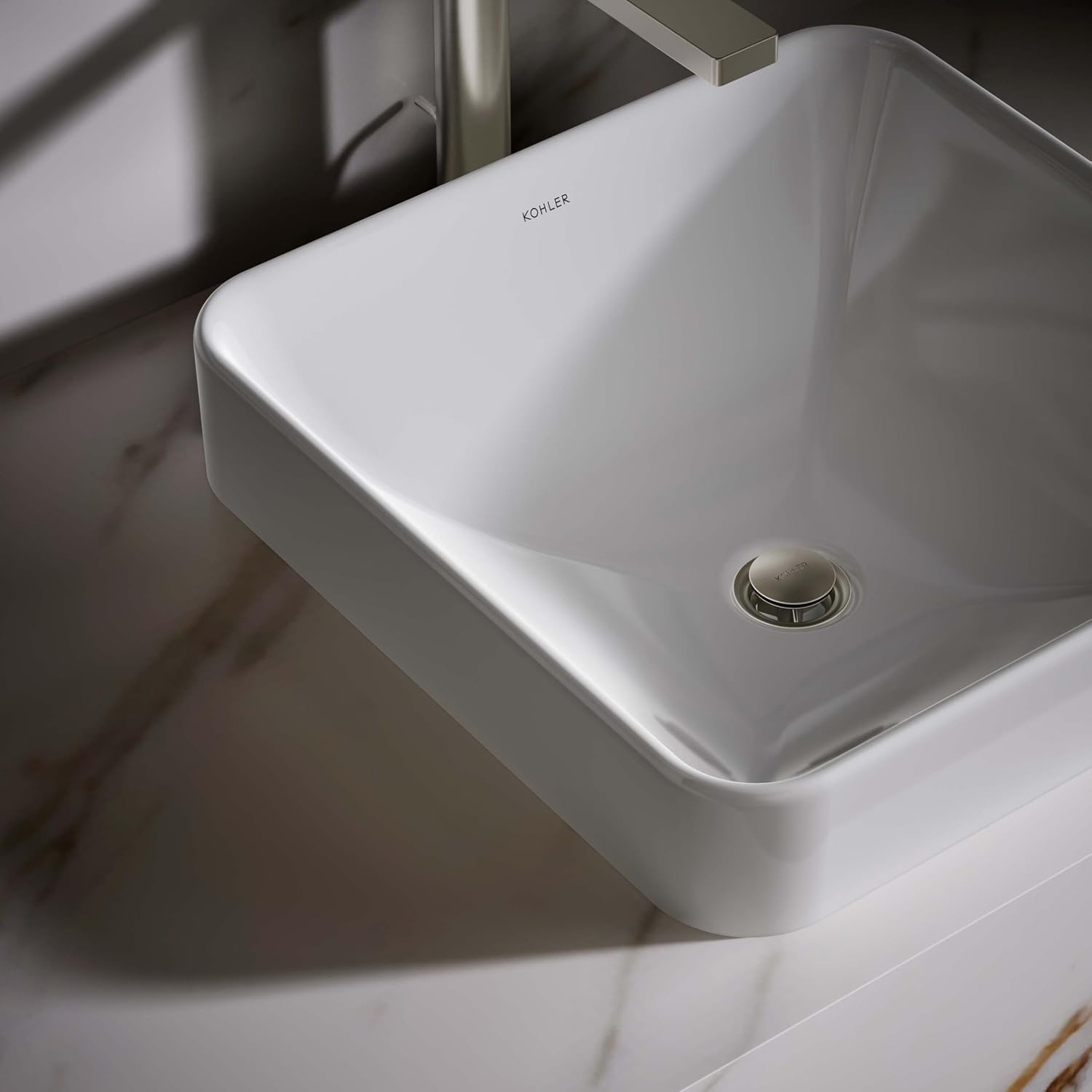 KOHLER 2661-0 Vox Square Vessel Bathroom Sink, Vitreous China, 16-1/4' W X 16-1/4' L, White