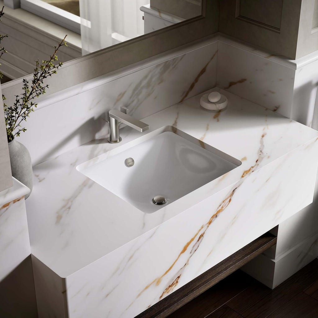 Kohler K-5400-0 Iron Plains Dual-Mount Bathroom Sink, White, 20.56