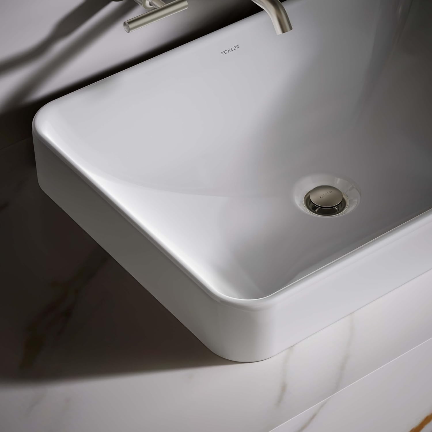 KOHLER 5373-0 Vox Rectangle Vessel Bathroom Sink, Vitreous China¬†, 22-5/8' W X 16-1/8'L, White