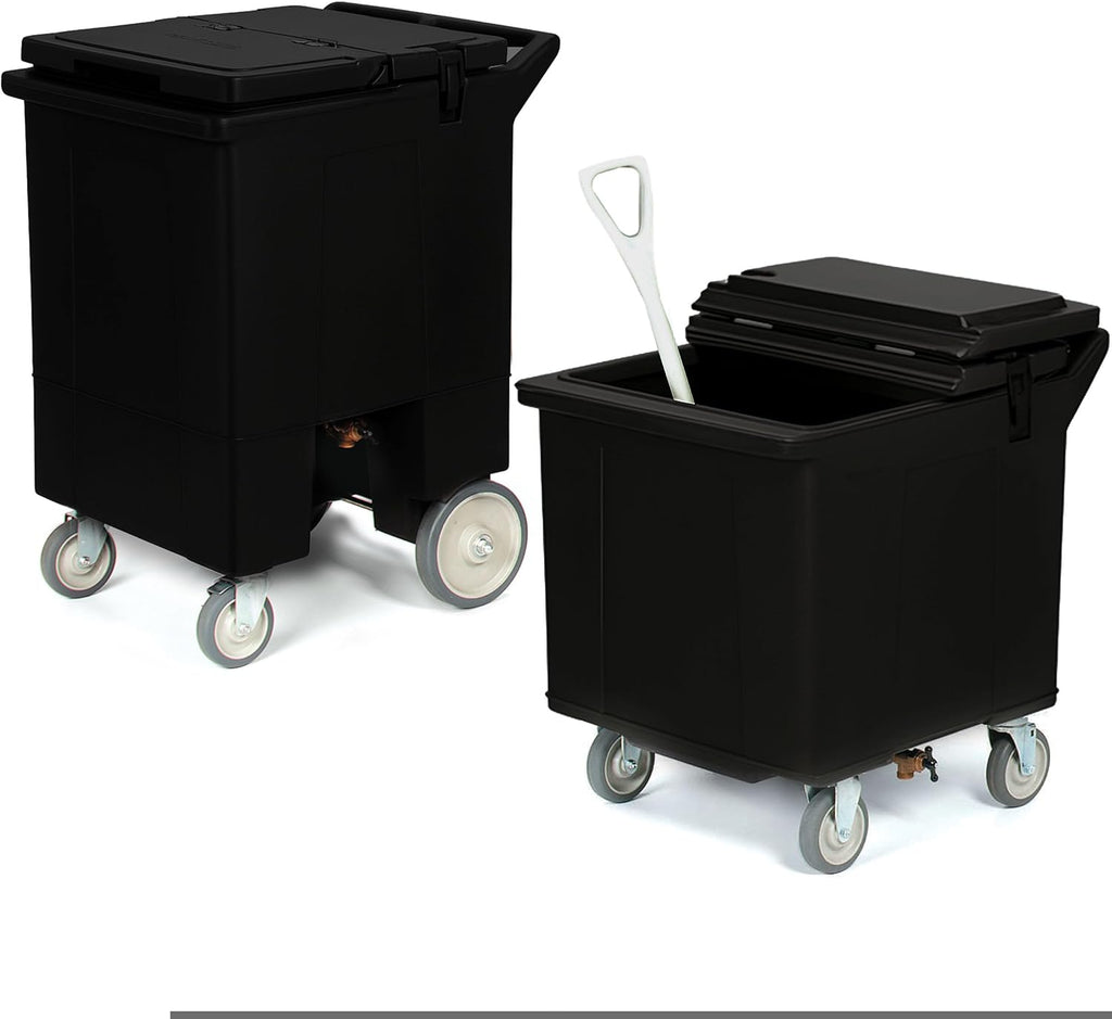 Carlisle FoodService Products Cateraide Tall Ice Caddy, Insulated Ice Carrier with 4 Swivel Casters for Catering, Bar, and Restaurants, Plastic, Holds 125 Pounds, Black