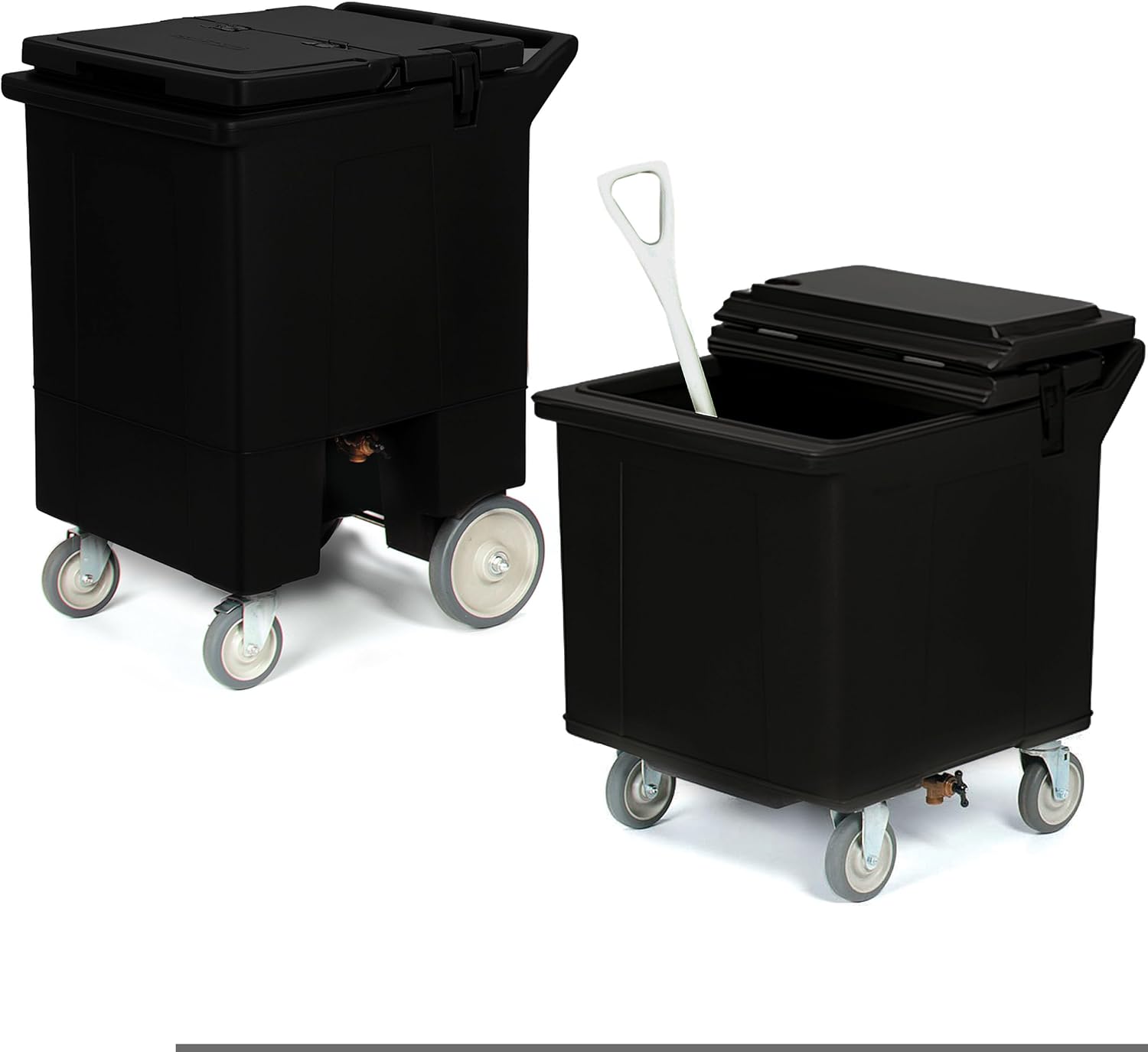 Carlisle FoodService Products Cateraide Tall Ice Caddy, Insulated Ice Carrier with 4 Swivel Casters for Catering, Bar, and Restaurants, Plastic, Holds 125 Pounds, Black