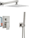 Aolemi Shower Faucet Set, High Pressure Shower System with 2-in-1 Handheld Sprayer, Wall Mount Fixture Combo with Rough-in Valve, 10 Inch Shower Head, Brushed Nickel