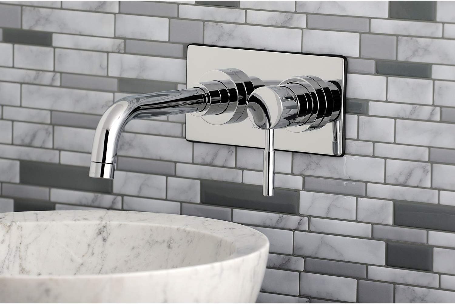 Kingston Brass KS8111DL Single-Handle Wall Mount Bathroom Faucet, Polished Chrome,8' Spout Reach
