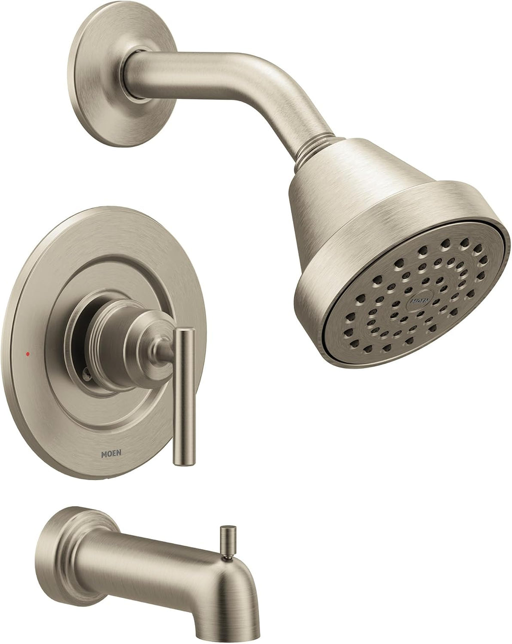 Moen Gibson Brushed Nickel Pressure Balancing Eco-Performance Modern Shower Trim, Featuring Single Function Showerhead, Handle, and Tub Spout (Posi-Temp Valve Required), T2903EPBN