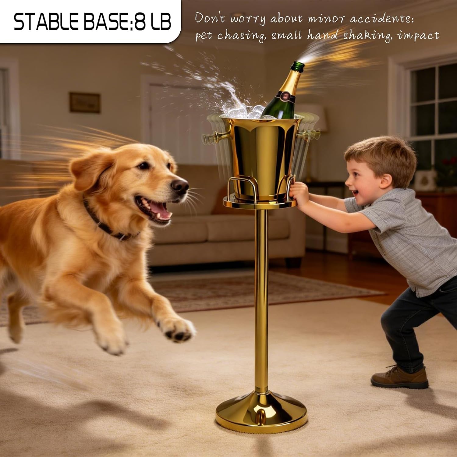 Ice Bucket with Stand Christmas Stainless Steel Standing Ice Bucket Ice Cube Container, Wine Bucket on rack Champagne Bucket for Wine Beer KTV Club Bar Bbq Party Wedding, 12ib 5L,gold 2packs