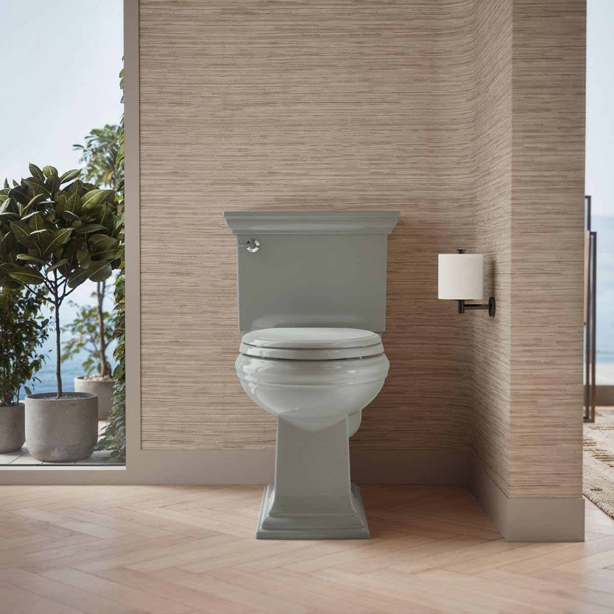 KOHLER Memoirs® Stately Two-piece elongated toilet, 1.28 gpf, Ice Grey