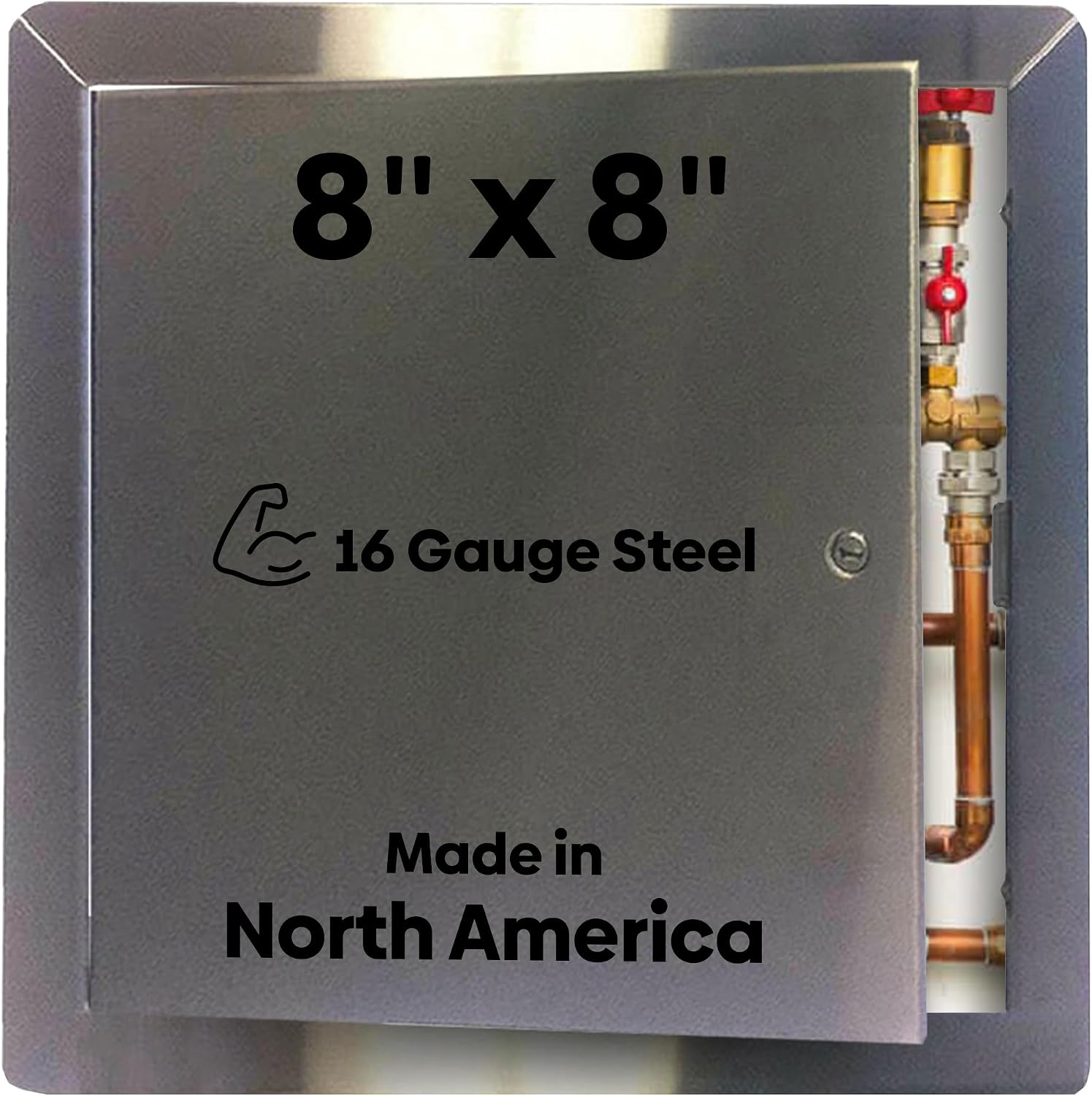 Best 8' x 8' Universal Access Panel with Flange, 16-Gauge 304 Stainless Steel Access Door for Non-Rated Wall/Ceiling, LEED Compliant Panel with Hidden Pin Hinge, Screwdriver Latch, BA-UAP-SS-FBA