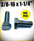 Package of 800 (pcs) 3/8-16 x 1 1/4' Hex Bolt Zinc Plated Grade 5 Full Thread Cap Screw Set #RD-4275FST Warranity by Pr-Mch