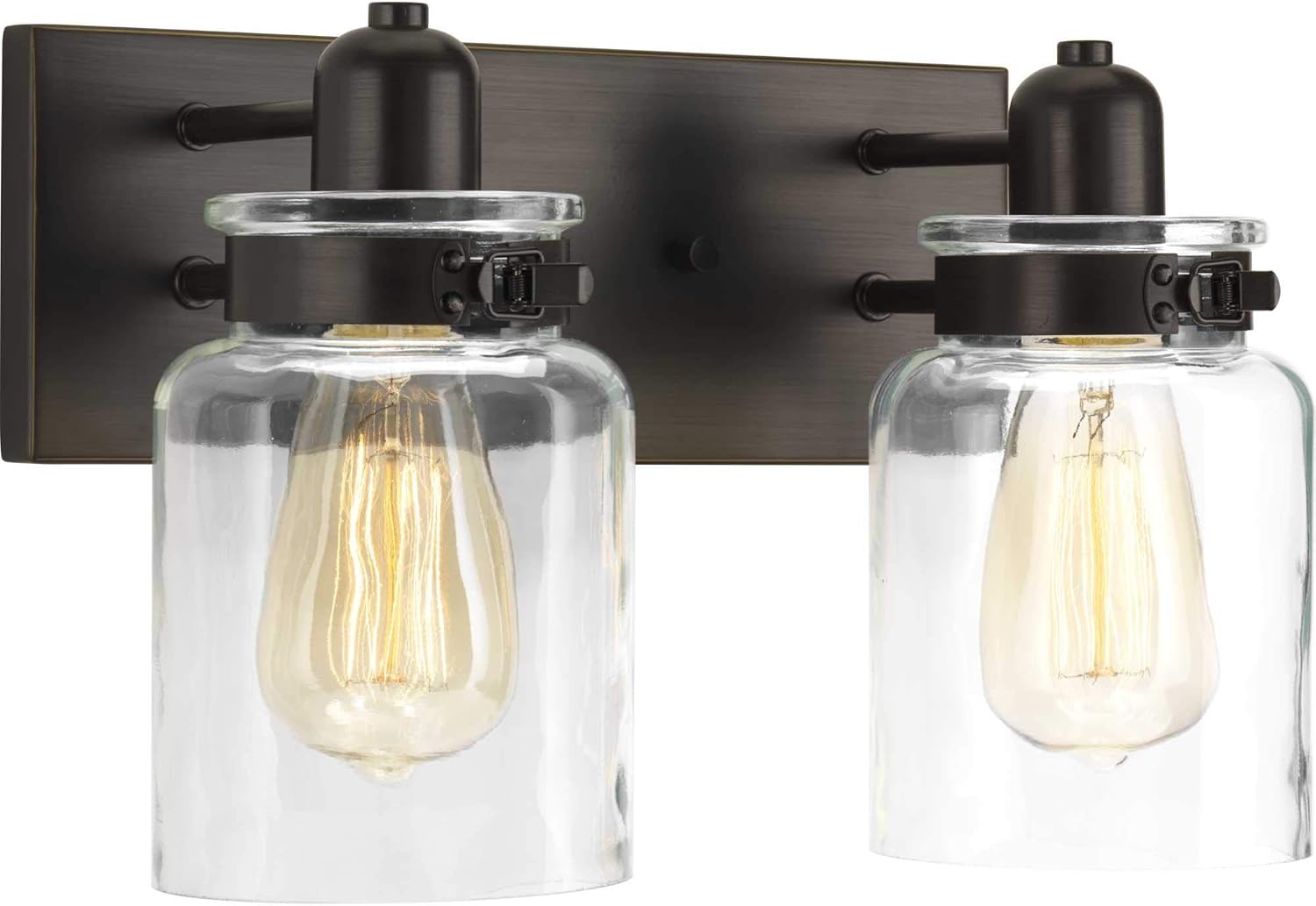 Progress Lighting P300046-020 Calhoun Collection Clear Glass Farmhouse Bath Vanity Light, 2-Light, Antique Bronze