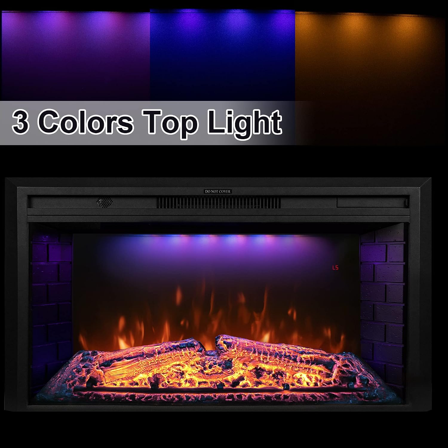 43 inch Electric Fireplace, Wall Fireplace Electric with Remote Control, Realistic Log and Crackling Sound, Overheating Protection and Timer, 750/1500W Black
