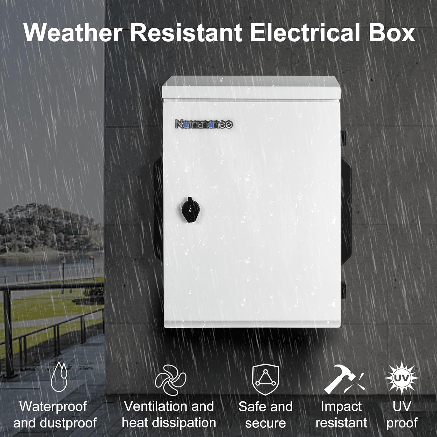Outdoor Electrical Box, Cold-Rolled Steel Plate, Aluminum Alloy Back Beam, One-Piece Ventilation Design, IP65 Waterproof, Wall/Pole Mounted (15.7' x 11.8' x 5.9')