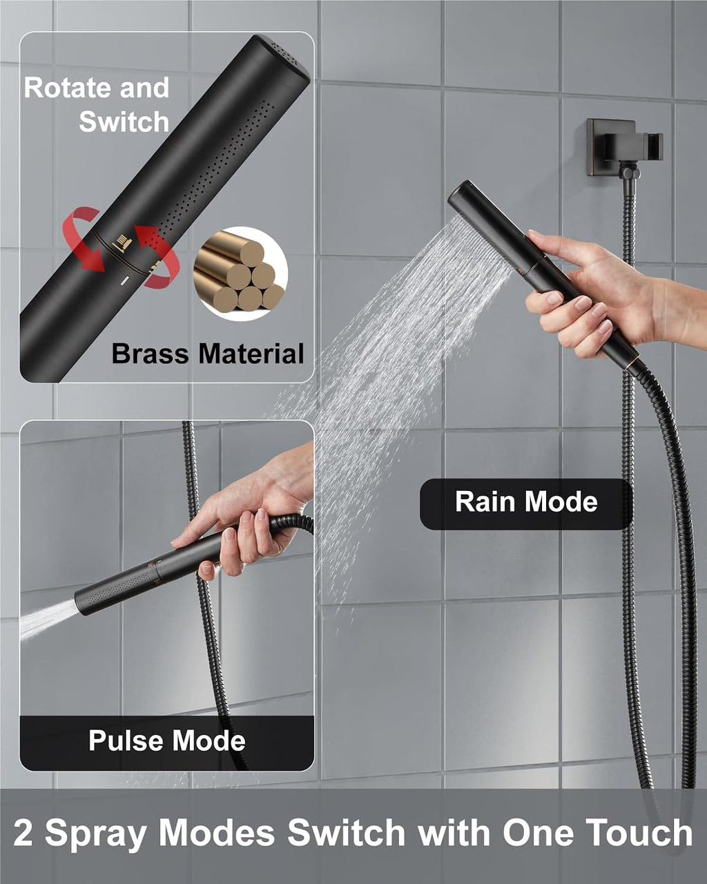 Aolemi Shower Faucet Set, High Pressure Shower System with 2-in-1 Handheld Sprayer, Wall Mount Fixture Combo with Rough-in Valve, 16 Inch Shower Head, Oil Rubbed Bronze