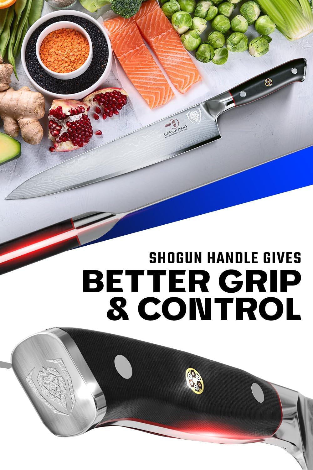 Dalstrong Chef Knife - 12 inch Long Blade - Shogun Series ELITE - Damascus - Japanese AUS-10V Super Steel Kitchen Knife - Black G10 Handle Cooking Knife - Razor Sharp Chef's Knife - w/Sheath