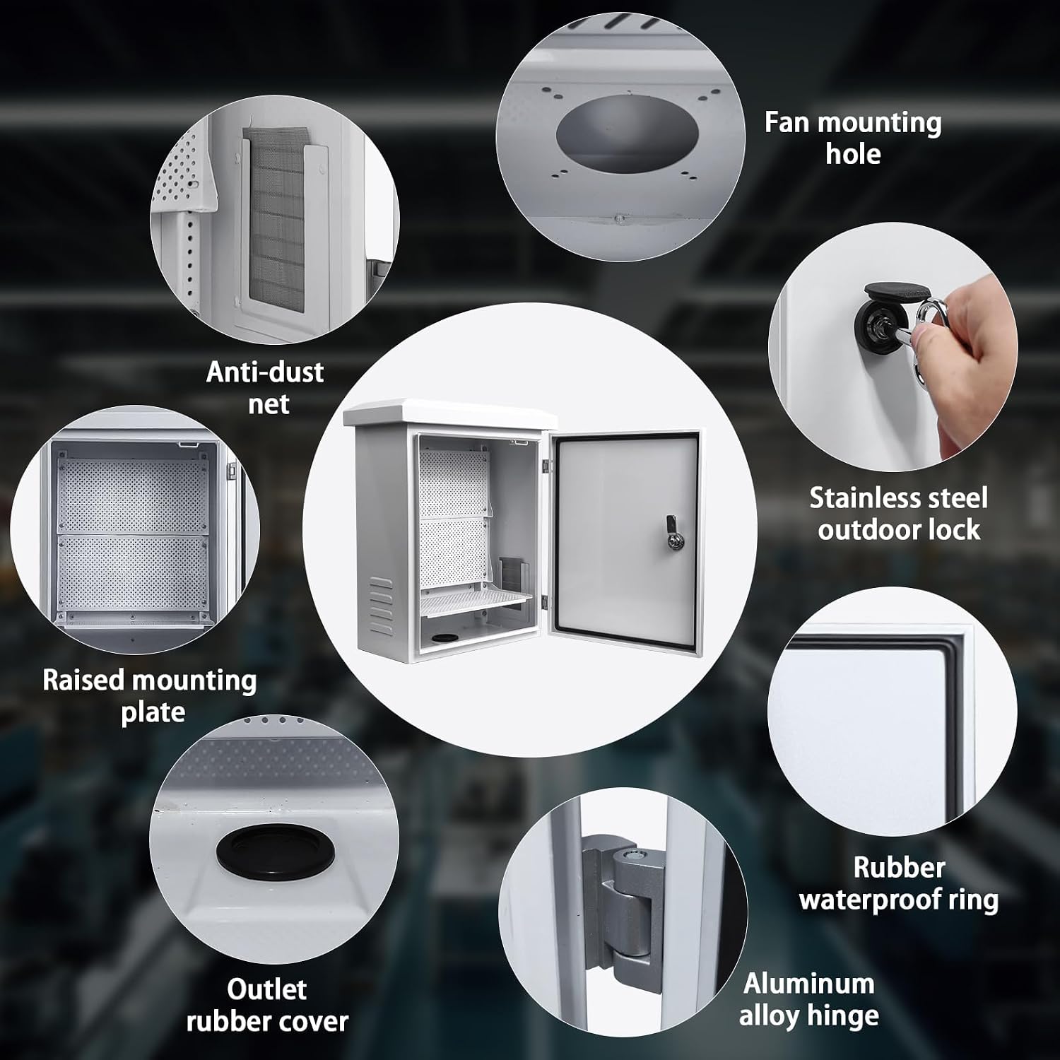 Outdoor Enclosure Electrical Nema Box - 19.7x15.7x9.8 Outdoor Weatherproof Exterior Box Ventilated Enclosure hinged Galvanized Electrical Ventilation Design(500x400x250mm)