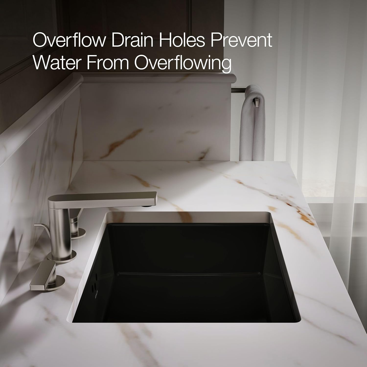 Kohler K-2330-7 Interior 1-Bowl Undermount Bath Sink Black Black