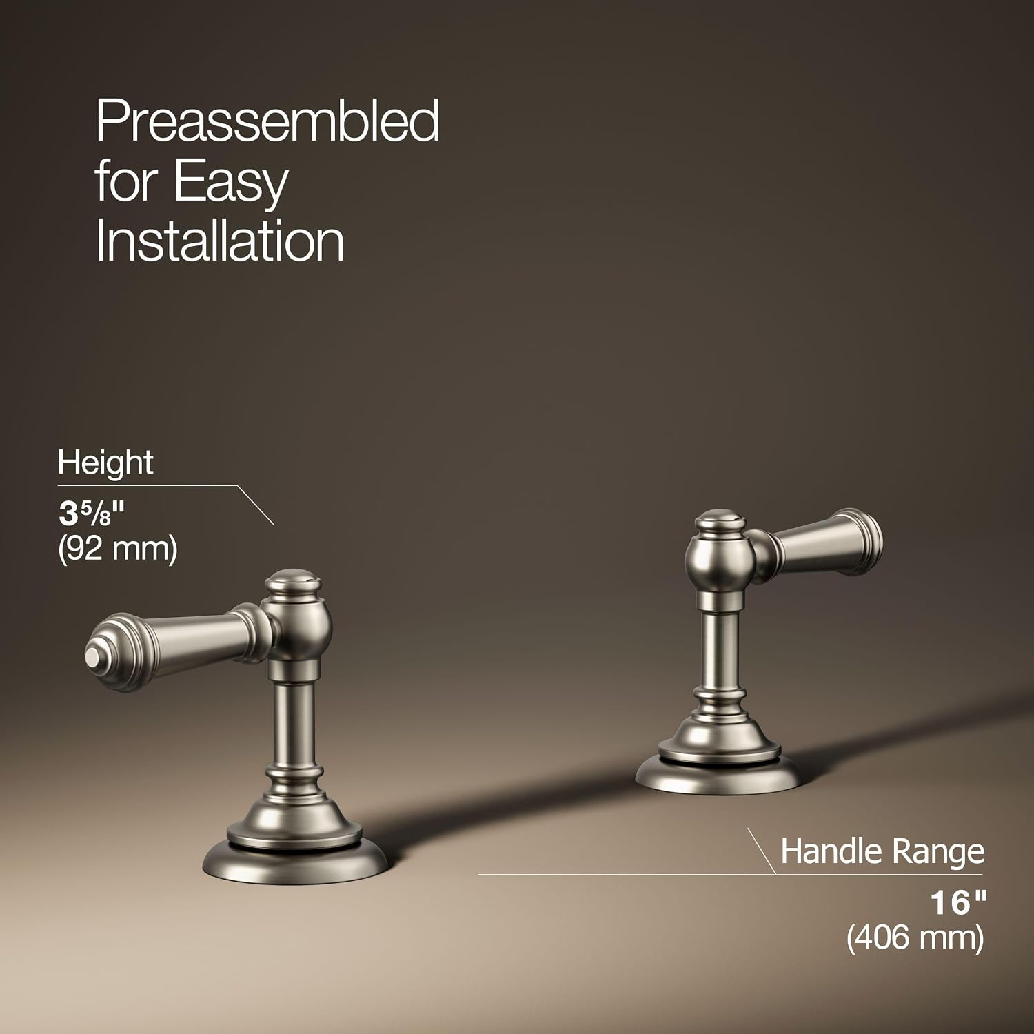 Kohler K-98068-4-BN Artifacts Bathroom Sink Lever Handles, Less Spout, Vibrant Brushed Nickel