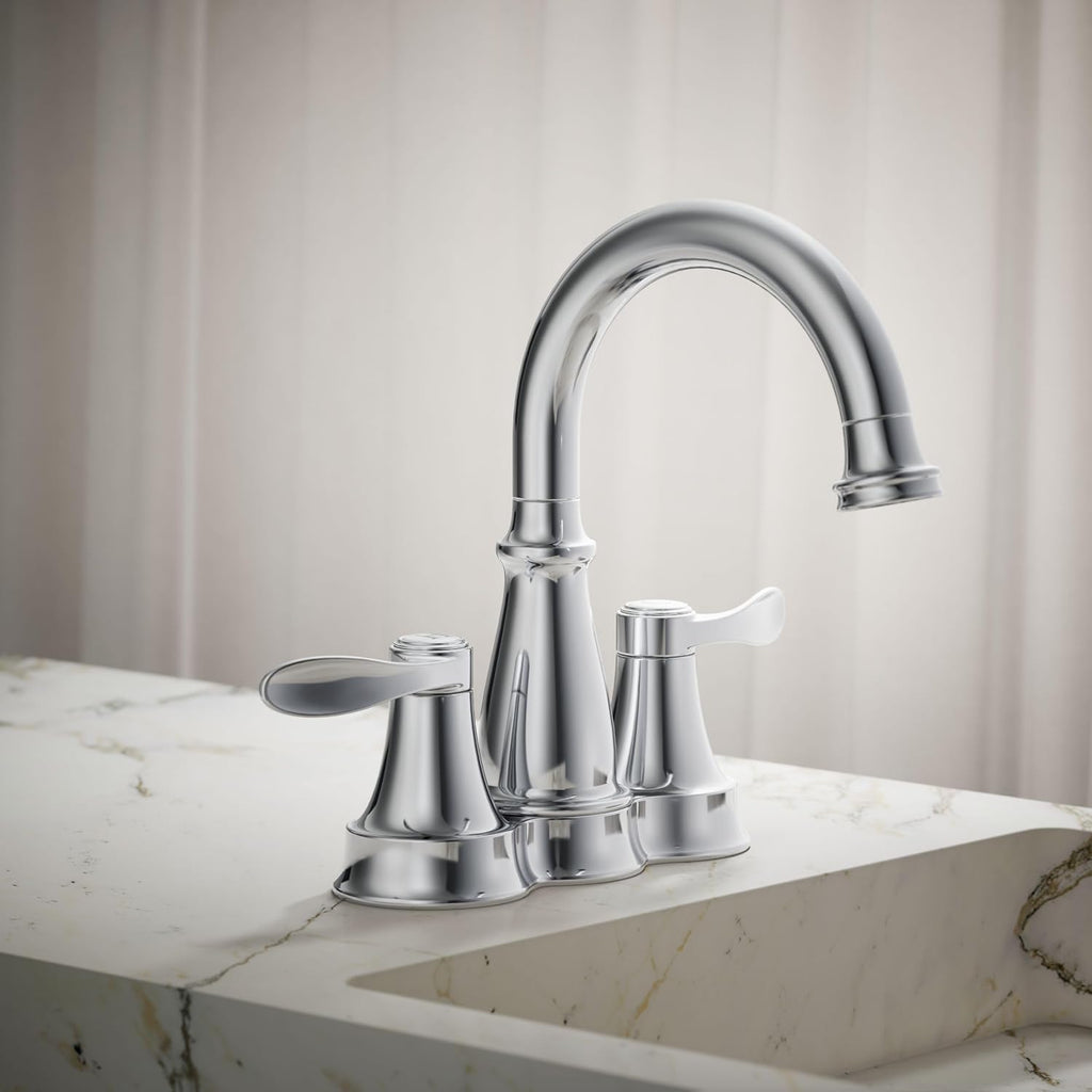 KOHLER K-27378-4-CP Bellera® Centerset Bathroom Sink Faucet, 1.2 GPM, Ceramic Disc Valves, Traditional Design, Polished Chrome