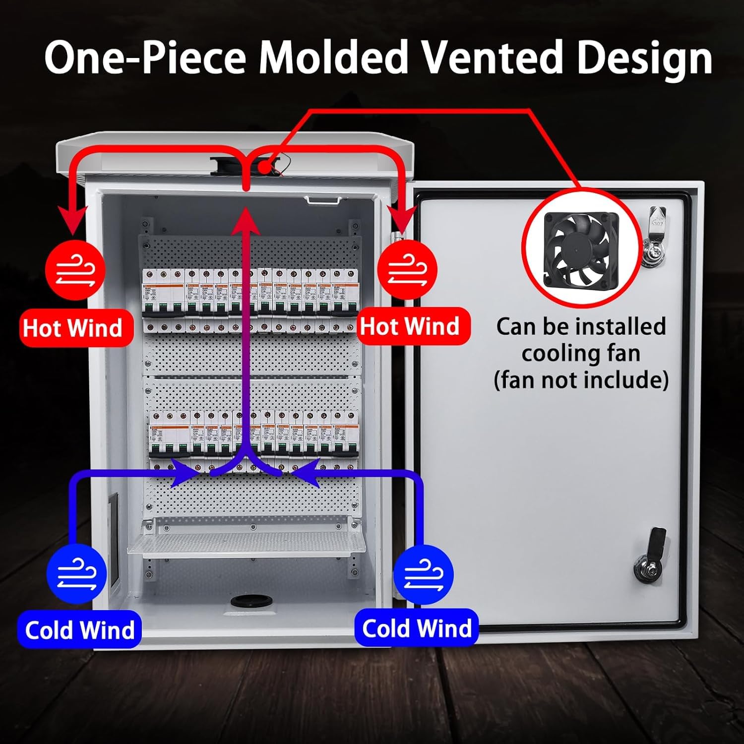 Outdoor Electrical Box NEMA Enclosure - 23.6x15.7x11.8 Weatherproof Network Exterior Box Ventilated hinged Outdoor Galvanized Electrical Ventilation Design(600 * 400 * 300mm)