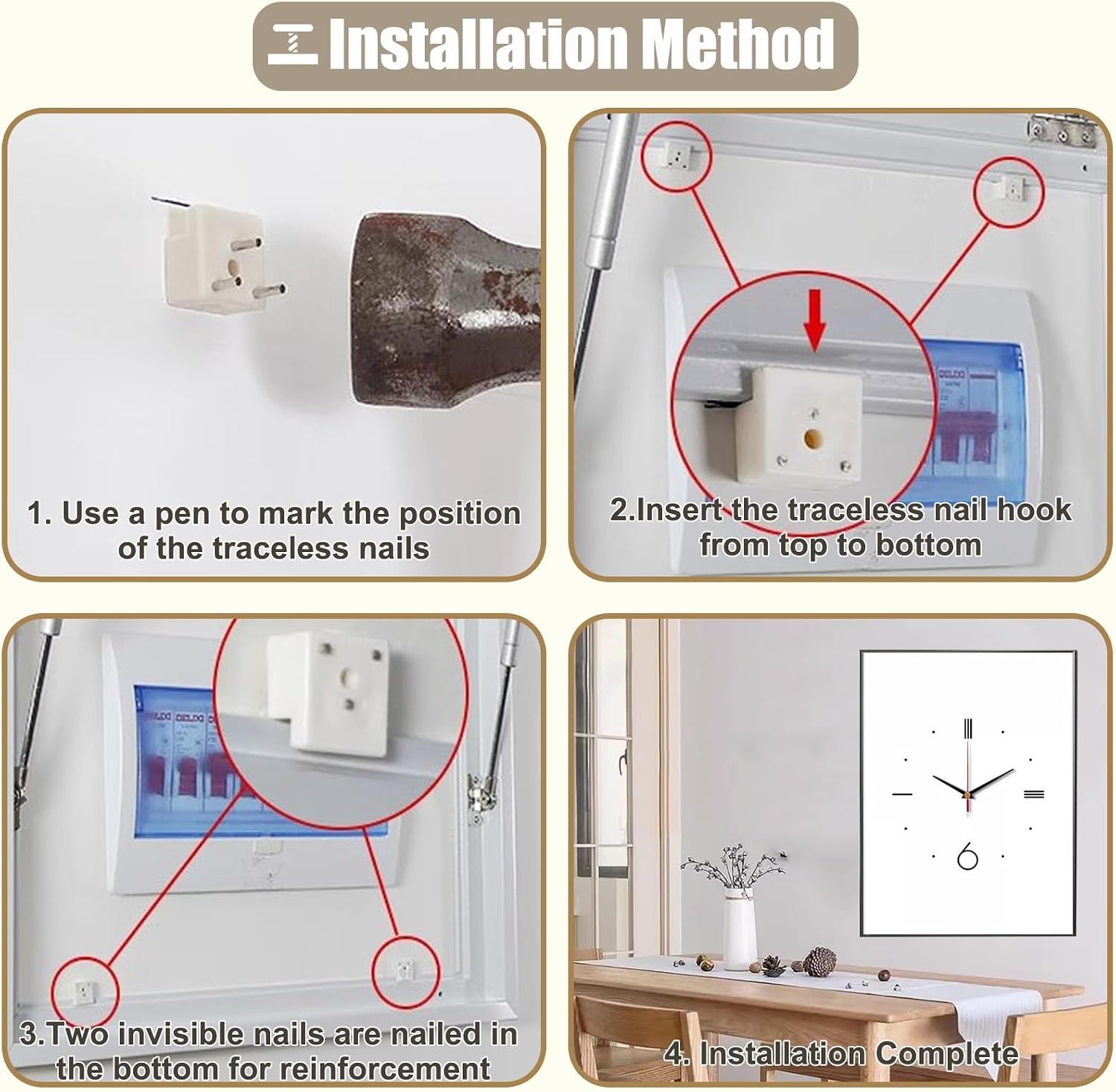 Vertical Breaker Box Cover with Clock, White Electrical Panel Lid with Crystal Panel, Decorative Electric Meter Box Plate for Fuse Box/Junction Box(Light Coffee,40x50cm(15 3/4x19 3/4in))