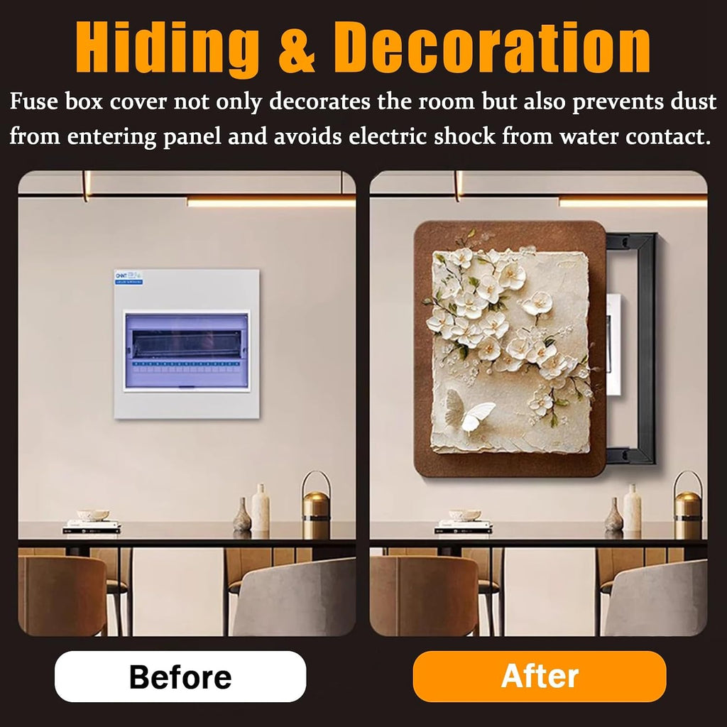 Electrical Panel Cover Entrance Corridor Breaker Box Cover, Modern High-end Electrical Panel Cover Decorative Wall Art, Push-pull Circuit Boxes Switch Cabinet(Light Coffee,55 x 75 cm (21.7 x 29.5 in))