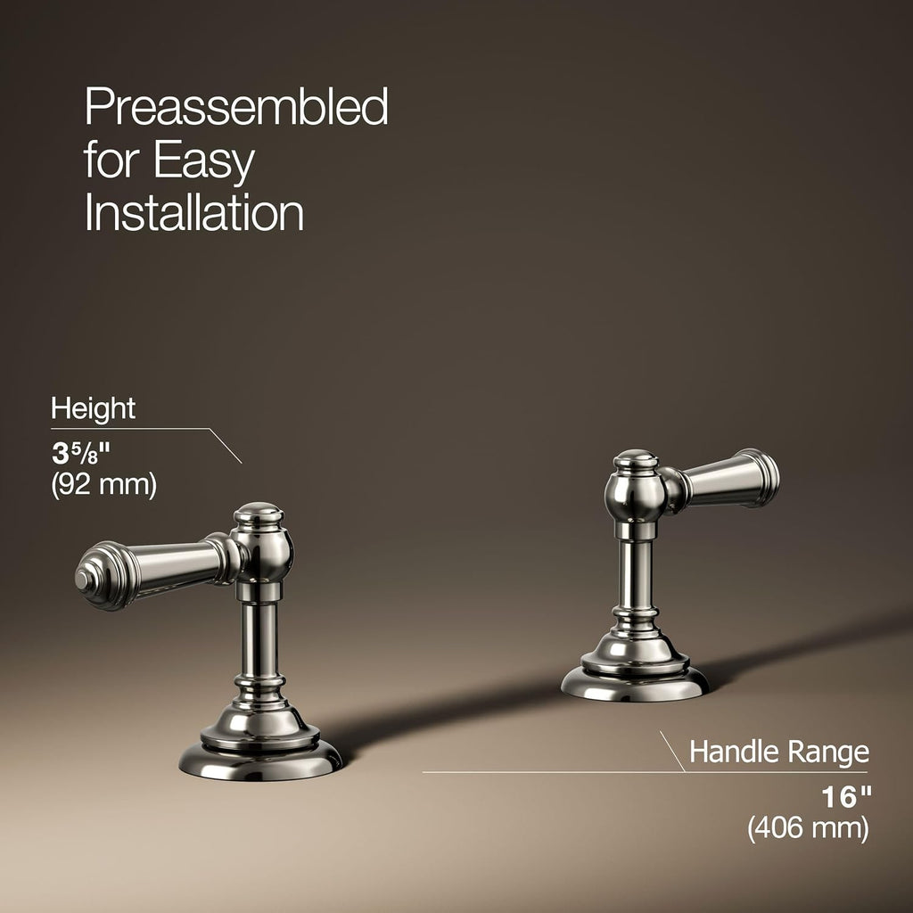 Kohler K-98068-4-SN Artifacts Bathroom Sink Lever Handles, Less Spout, Vibrant Polished Nickel, One Size
