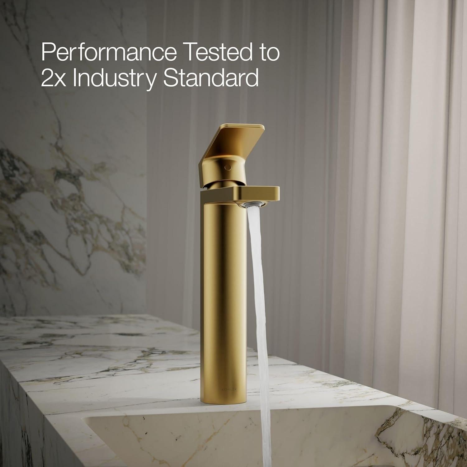Kohler K-23475-4K-2MB Parallel Tall Single Handle Bathroom Sink Faucet, 1.0 GPM, Vibrant Moderne Brushed Brass