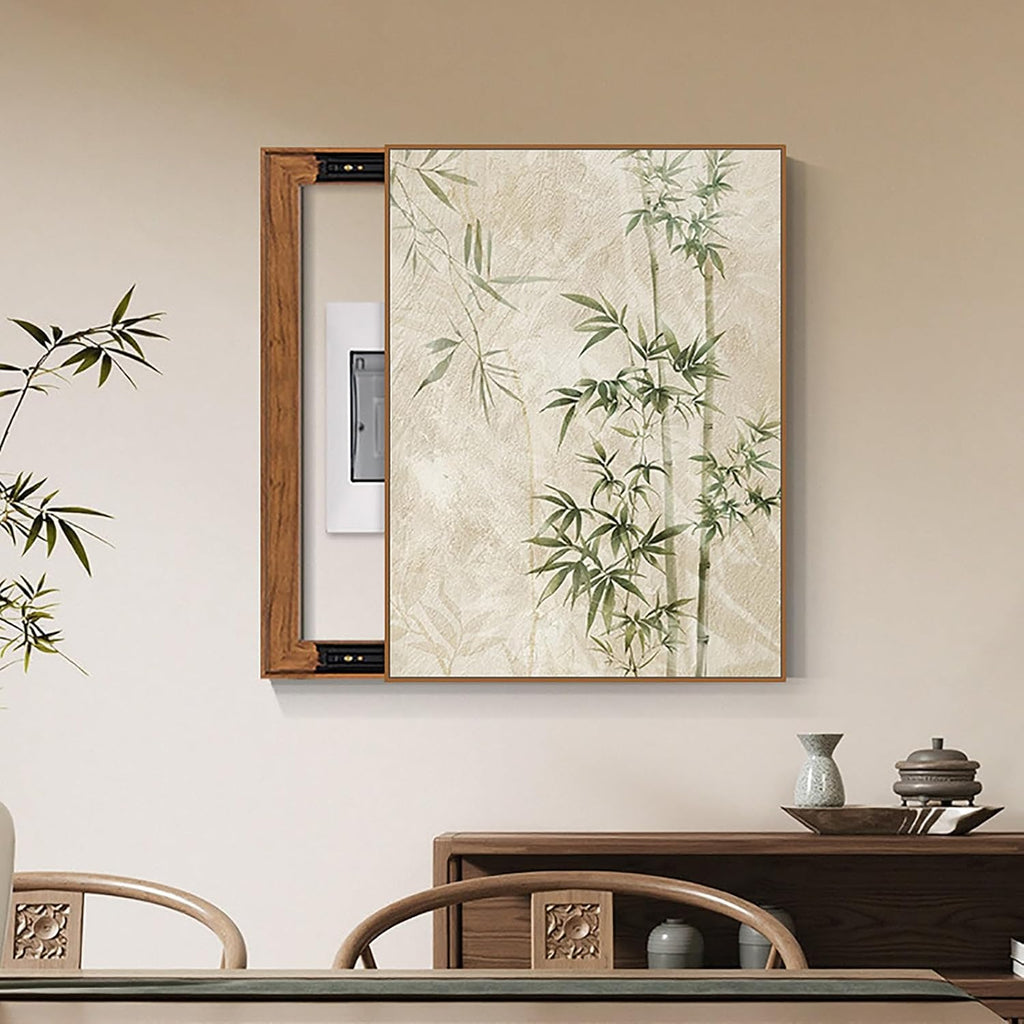 Fuse Box Cover Breaker Box Cover Decorative, Electric Meter Box Decorative Painting, Electric Meter & Wall Safe for Farmhouse Kitchen, Simple Install(Beige,45 * 60cm/18 * 24im)