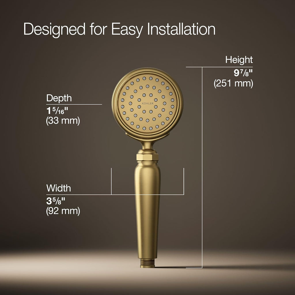 Kohler 72776-G-2MB Artifacts® Single-function handshower, 1.75 gpm, Vibrant Brushed Moderne Brass