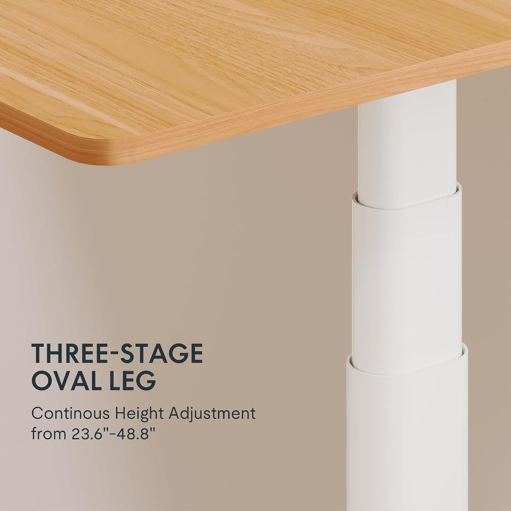 FLEXISPOT E6 Pro Dual Motor Electric Standing Desk, Organic Modern Oval Leg Design, 3-Stage Height Adjustable Sit Stand Desk with Heavy Duty 330lbs, 48' x 30' Maple Desktop, White Frame