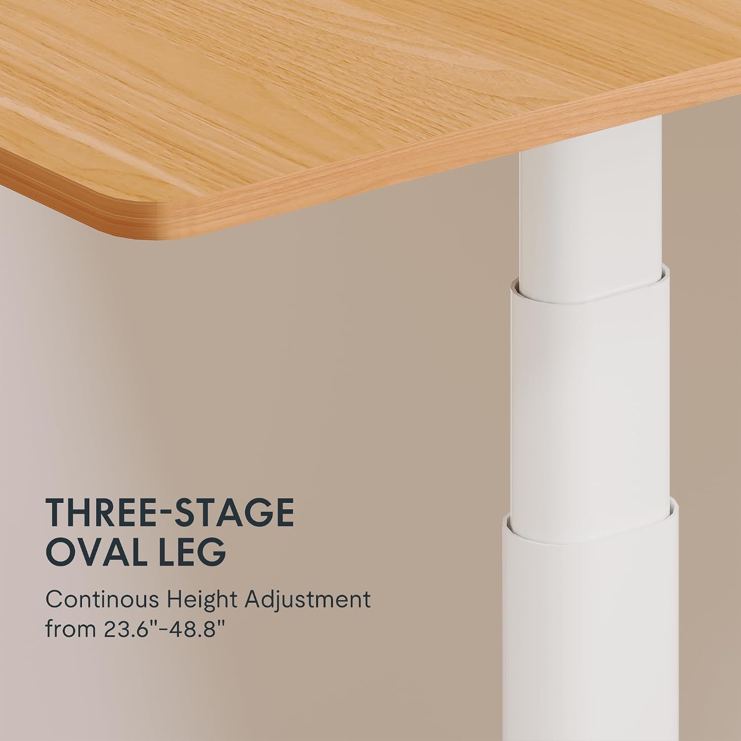 FLEXISPOT E6 Pro Dual Motor Electric Standing Desk, Organic Modern Oval Leg Design, 3-Stage Height Adjustable Sit Stand Desk with Heavy Duty 330lbs, 48' x 30' Maple Desktop, White Frame