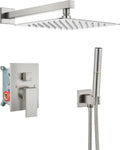 Aolemi Shower Faucet Set, High Pressure Shower System with 2-in-1 Handheld Sprayer, Wall Mount Fixture Combo with Rough-in Valve, 12 Inch Shower Head, Brushed Nickel
