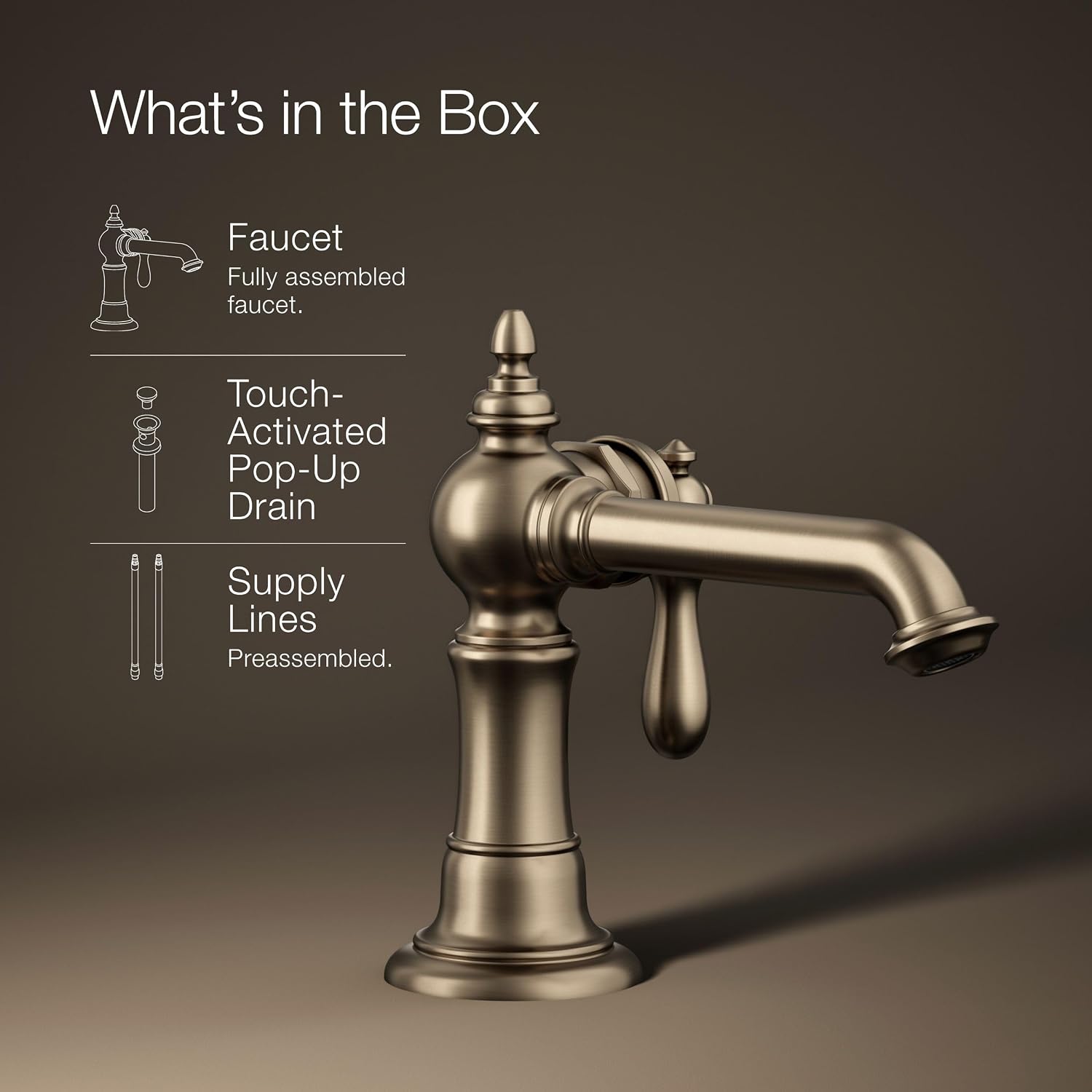 Kohler 72762-9M-BV Artifacts® Single-Handle Bathroom Sink Faucet, 1.2 gpm, Vibrant Brushed Bronze