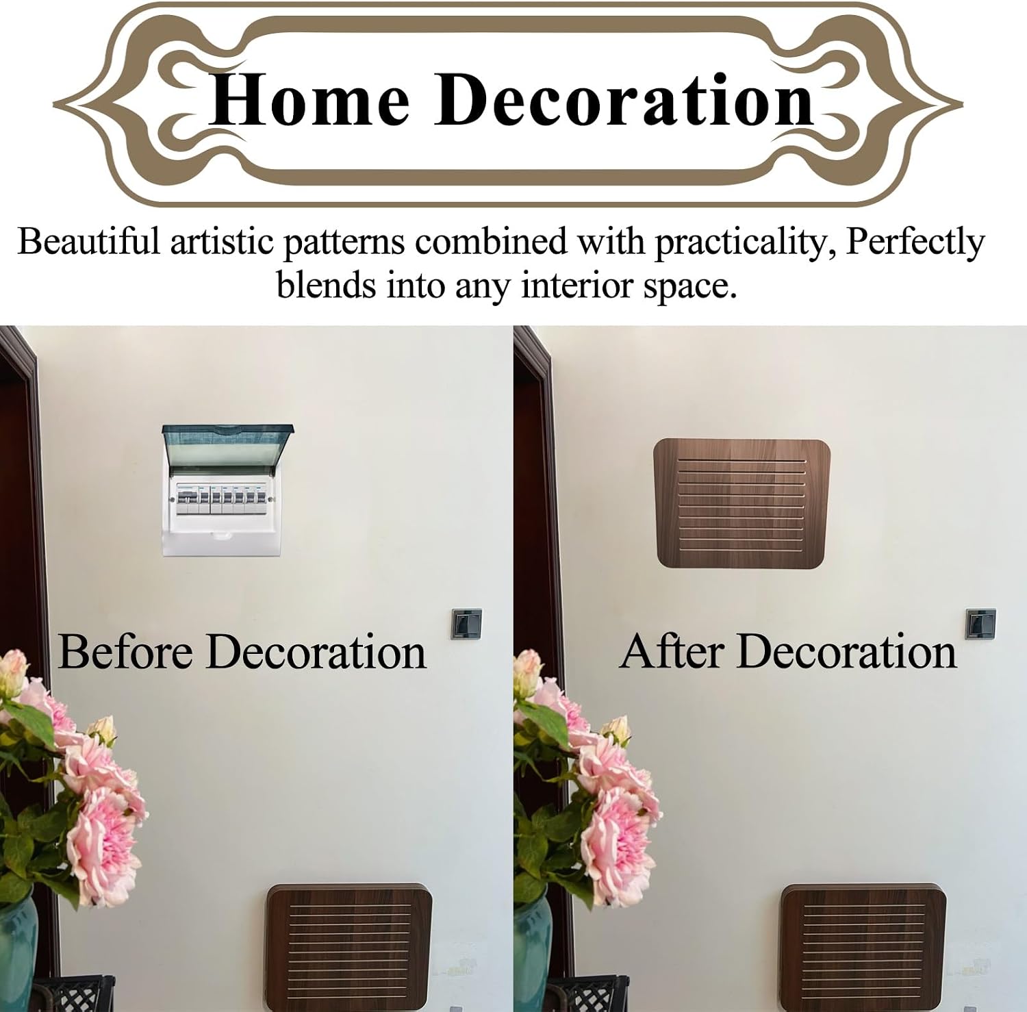Breaker Box Cover Decorative Wall Electric Meter Box Decorative for Dining Room, Modern Flip Panel Cover Distribution Boxes with Screws Set, Living Room/ Bedroom/ Hotel/ Hanging Pictures Decoration(Li