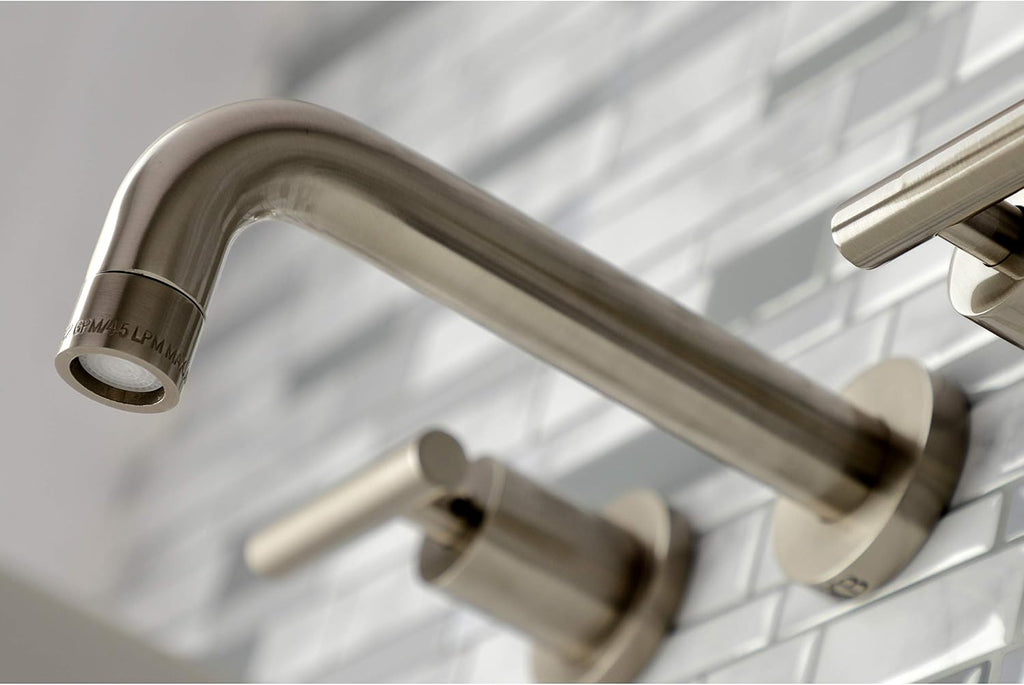 Kingston Brass KS8128CML Manhattan 2-Handle 8 in. Wall Mount Bathroom Faucet, Brushed Nickel
