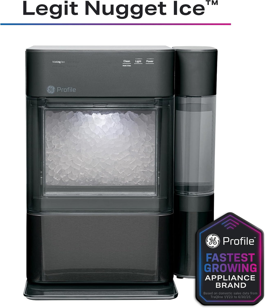 GE Profile Opal 2.0 with 0.75 Gallon Tank, Chewable Crunchable Countertop Nugget Ice Maker, Scoop included, 38 lbs in 24 hours, Pellet Ice Machine with WiFi & Smart Connected, Black Stainless Steel