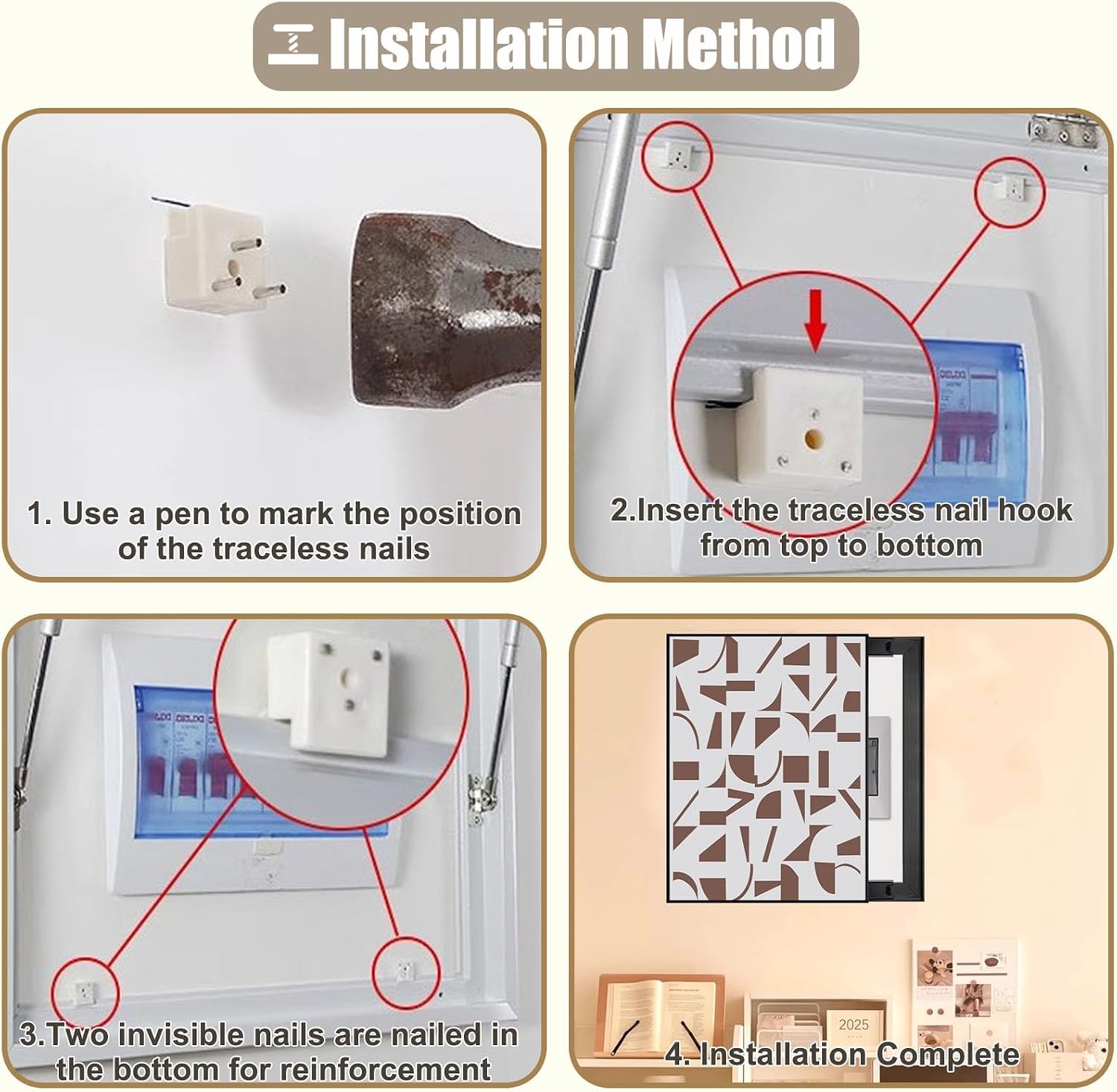 Vertical Fuse Box Cover Wall Artative, Plastic Breaker Box Cover Art Tan, Hide Distribution Covers for Circuit Panel/Junction Box/Meter Box(G,45x55cm(17 3/4x21 5/8in))